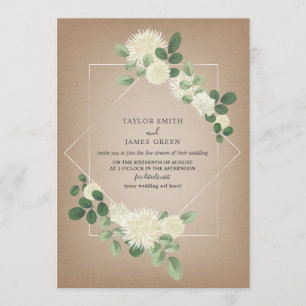 Invitation Virtual Live Stream Mariage Cardstock Botanique