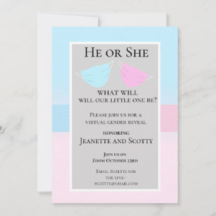 Invitation Virtual Pink Blue Genre Reveal 2020 facemmasques