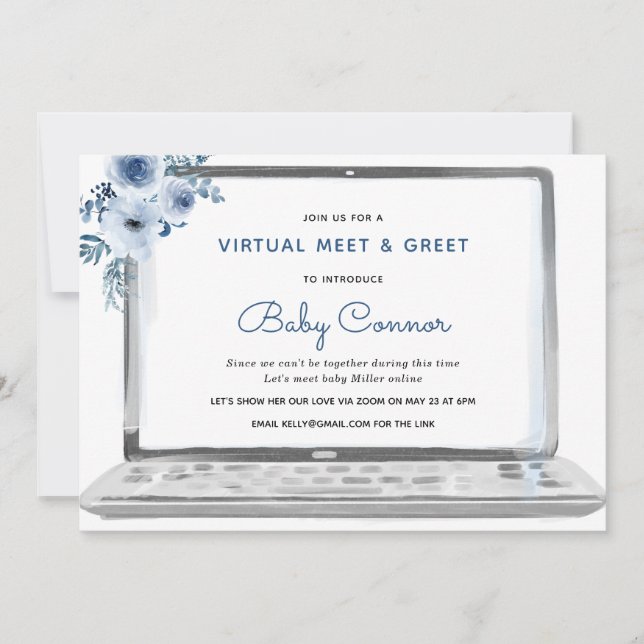 Invitation Virtual Sip & Voir Welcome Baby Boy (Devant)
