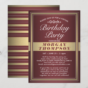 Invitation Virtuel N'Importe Quel Anniversaire Bourgogne Roug