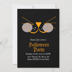 Invitation Visage de Chat Noir Halloween Fête d'Anniversaire 