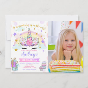 Invitation Visage de Licorne Magique Anniversaire Photo