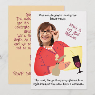 Invitation Visage drôle - 60 & Fabuleux photo fantasque Anniv