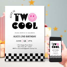 Invitation Visage Souriant Rétro 2ème Anniversaire Cool