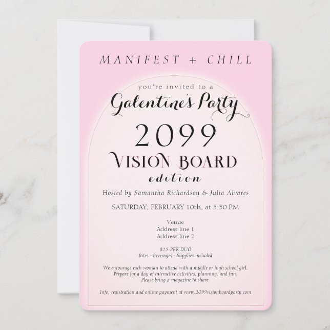 Invitation Vision Board Party Networking Galentine's Party (Devant)