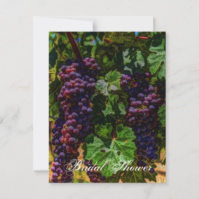 Invitation viticulture romantique violet raisins vigne mariag (Devant)