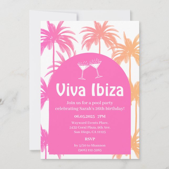 Invitation Viva Ibiza fête d'été (Devant)