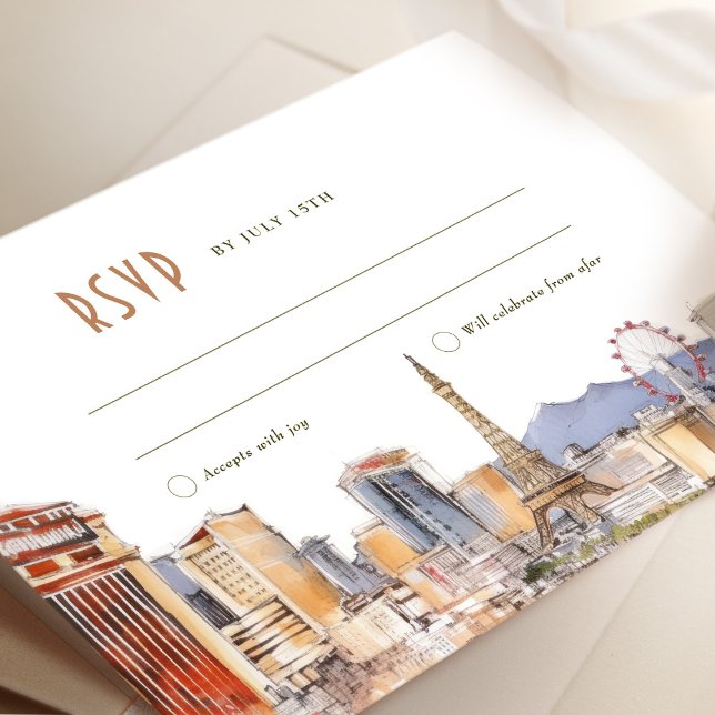 Invitation Viva Las Vegas Mariage RSVP Card Watercolor Street (Créateur téléchargé)
