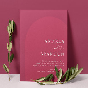 Invitation Viva Magenta Arch Coeur Script tout en un Mariage
