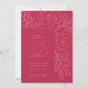 Invitation Viva Magenta Bright Floral Mariage