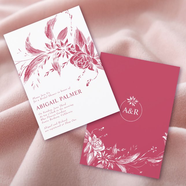Invitation Viva magenta fleurs mariage douche nuptiale (Créateur téléchargé)