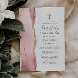 Invitation Vive rose Agate Or Parties scintillant première sa