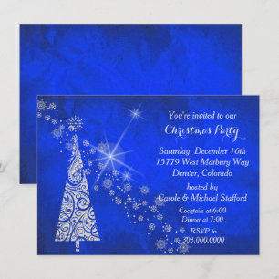 Invitation Vivid Blue Christmas Tree Party