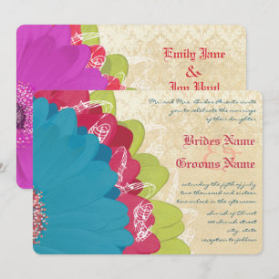 Invitation Vivid Coral Lime & Grape Gerber Mariage