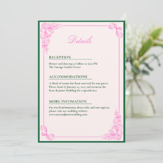 Invitation Vivid Pink Y2K Anime Gothic Cat Wedding Details