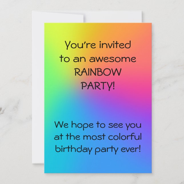 Invitation Vivid Rainbow Ombre fête d'anniversaire (Devant)