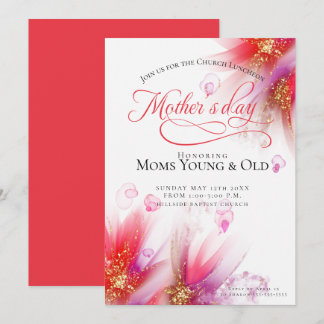 Invitation Vivid Scarlet Lilac Fête Abstraite des mères flora