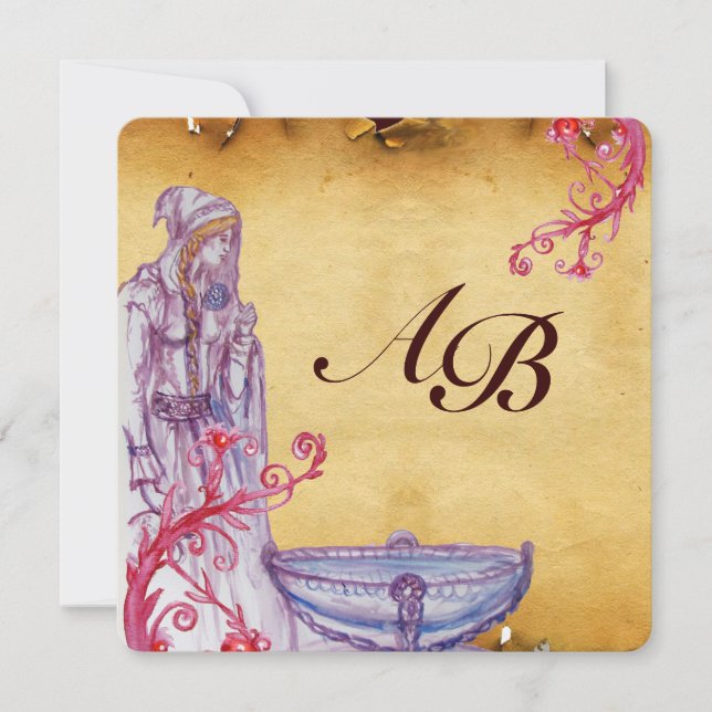 Invitation VIVIEN MONOGRAMME parchemin violet (Devant)