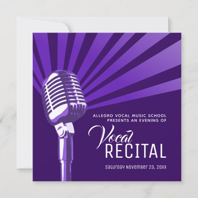 Invitation Vocal récital classique microphone musique violet (Devant)