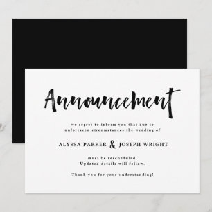 Invitation Vœu Moderne   Annulation ou Report de Mariage