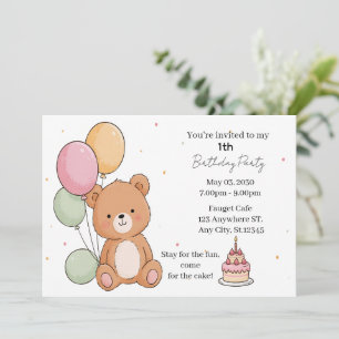Invitation Vœux d'anniversaire de l'ours doux