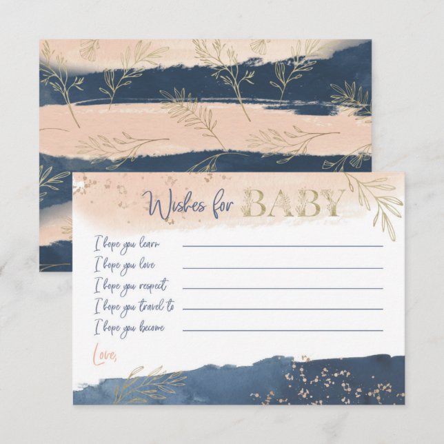 Invitation Voeux or Blush de la Marine pour bébé (Devant / Derrière)