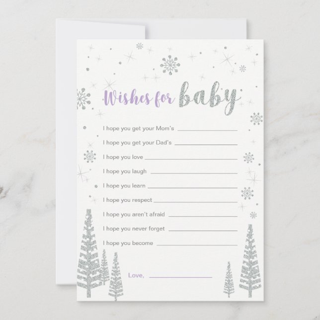 Invitation Voeux pour Baby Card, Purple Girl Baby shower jeu (Devant)