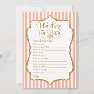 Invitation Voeux Pour Bébé Peach Baby shower Jeu Neutre