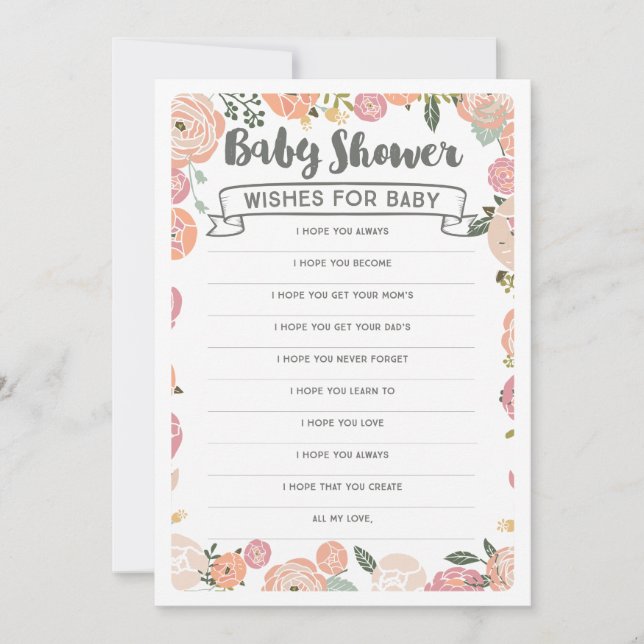 Invitation Voeux Roses Vintages Pour Bébé - Jeu Baby shower (Devant)