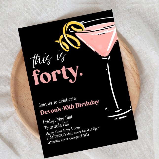 Invitation Voici 40, Quarante, Anniversaire, Fête des Adultes (Créateur téléchargé)