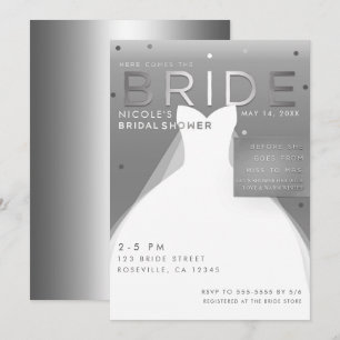 Invitation Voici BRIDE Silver & White Chic Fête des mariées