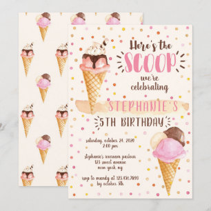 Invitation Voici la fête d'anniversaire de crème glacée de
