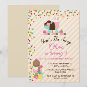 Invitation Voici la fête d'anniversaire de la crème glacée Sc
