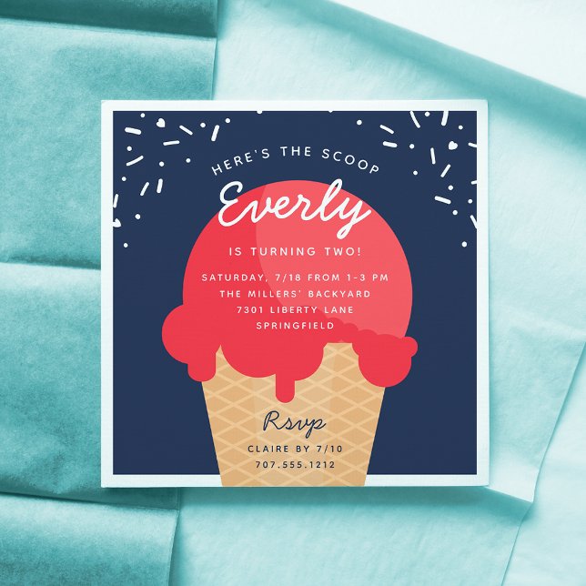 Invitation Voici la fête d'anniversaire de la crème glacée Sc (Créateur téléchargé)