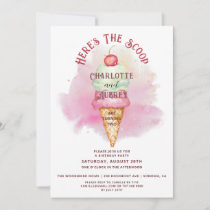 Invitation Voici la fête d'anniversaire des jumeaux Scoop
