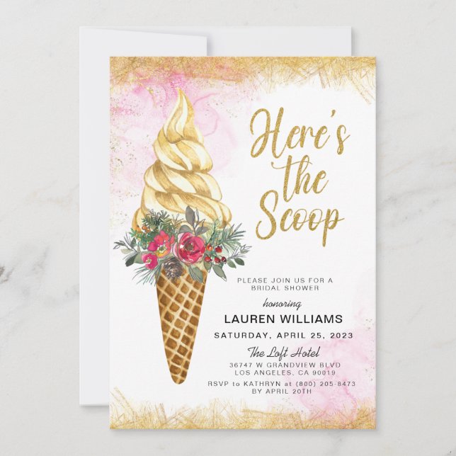 Invitation Voici la Fête des mariées de crème glacée Scoop (Devant)