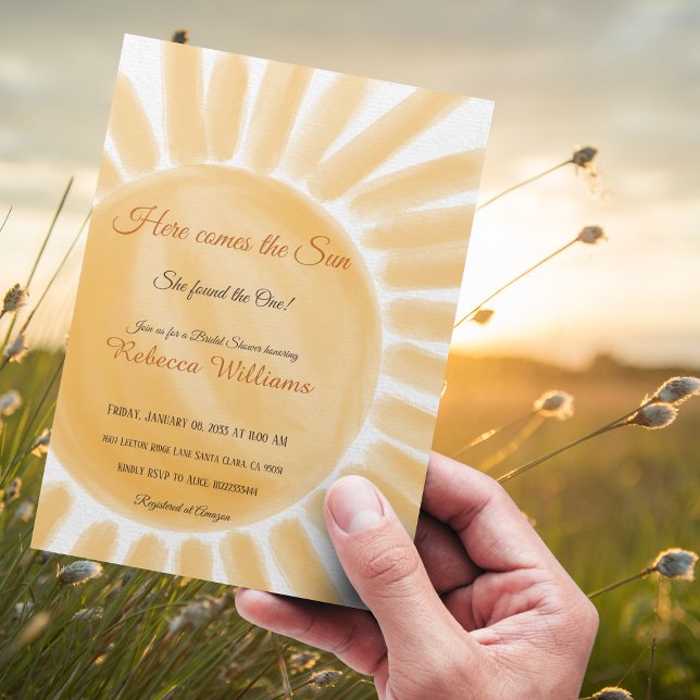 Invitation Voici la Fête des mariées Jaune Rayon Solaire (Créateur téléchargé)