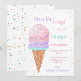 Invitation Voici la fille de la crème glacée rose Scoop Anniv