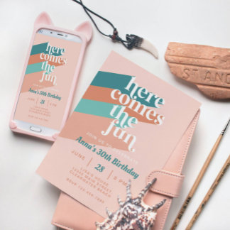Invitation Voici la Fun Retro Boho 30th Birthday Party