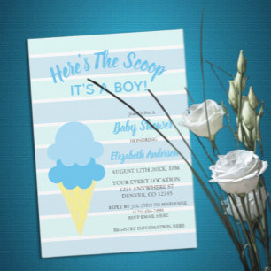 Invitation Voici la Glace à la Crème Fête Prénatale d'Été Béb