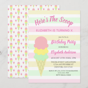 Invitation Voici la Glace Crème d'anniversaire d'été