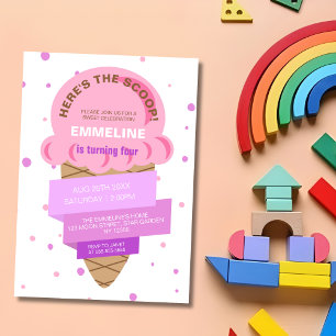 Invitation Voici la glace de crème de la fête d'anniversaire