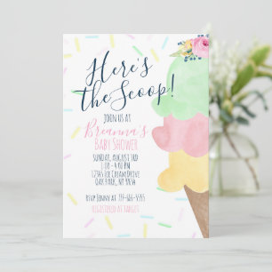 Invitation Voici le Baby shower de crème glacée Scoop