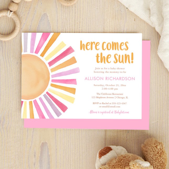 Invitation Voici le baby shower de fille de la fille du solei (Créateur téléchargé)