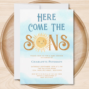 Invitation Voici Le Baby shower Des Fils