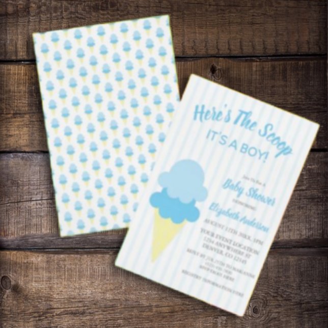Invitation Voici le Baby shower d'été de la crème glacée Scoo (Créateur téléchargé)