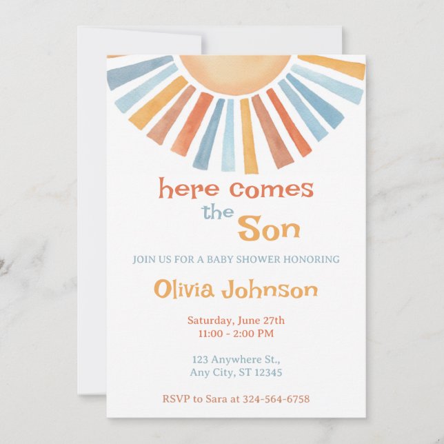 Invitation Voici le Baby shower du Fils (Devant)