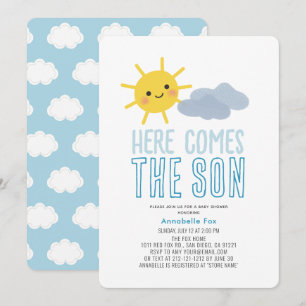 Invitation Voici le Baby shower du garçon Soleil Souriant du 
