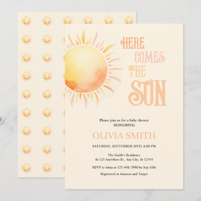 Invitation Voici Le Baby shower Fils (Devant / Derrière)