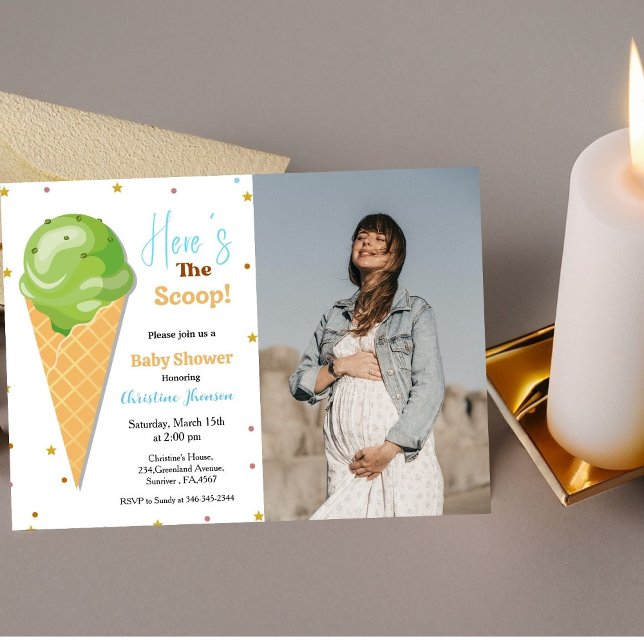 Invitation Voici le baby shower glacé scoop (Créateur téléchargé)